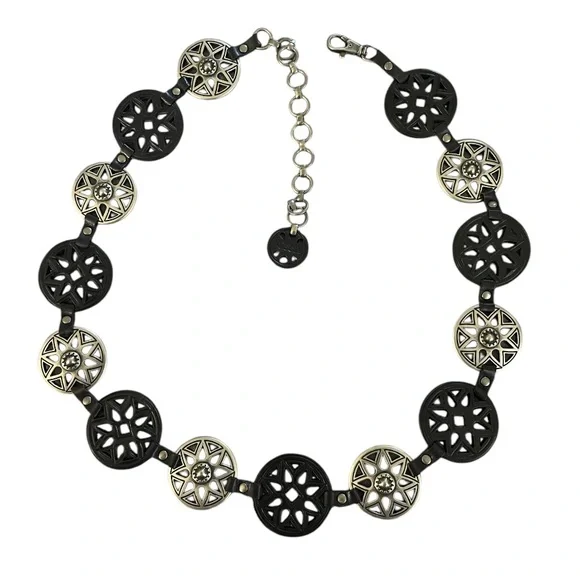 FOSSIL Men's Leather & Metal Belt Accessories Black & Silver Tone Waist 34”-36” - Picture 1 of 8